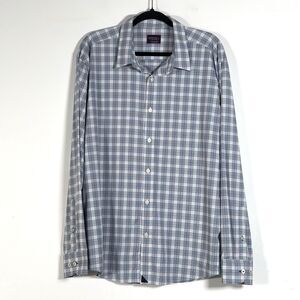 Untuckit Burklin Long Sleeve Shirt Mens Sz XXL Blue Plaid Button Up Stretch